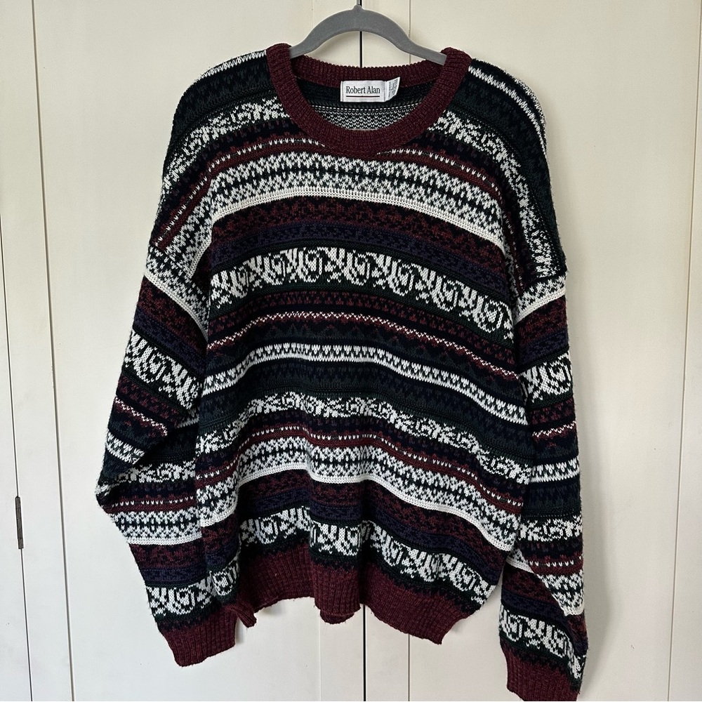 Men's Robert Alan Multicolor Sweater Y2K 90s Size Large